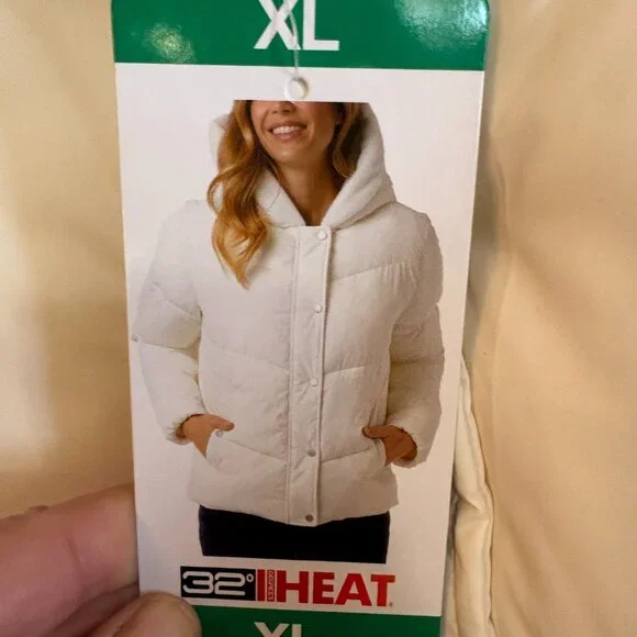 NWT 32 Degrees Heat Women's XL Puffer Jacket in White. - Picture 7 of 9